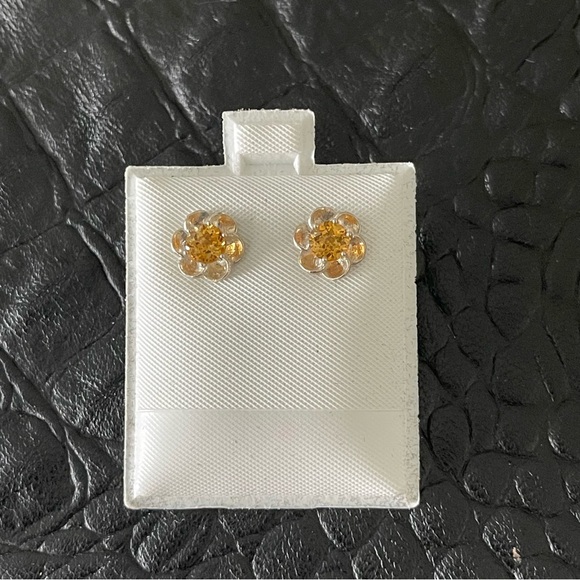 Sterling silver 925 flower citrine earrings - Picture 9 of 9